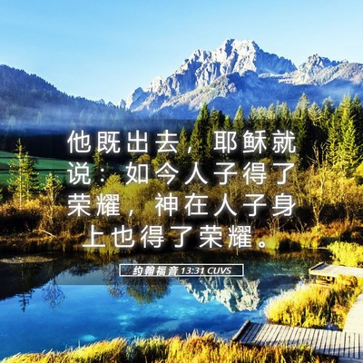 Picture 05 - 约 翰 福 音 13:31 CUVS - 他 既 出 去 ， 耶 稣 就 说 ： 如 今 - Bible Verse Picture