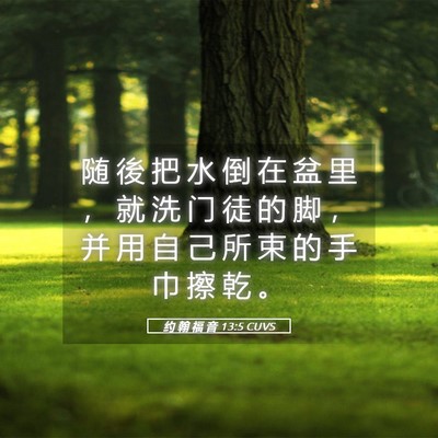 Picture 05 - 约 翰 福 音 13:5 CUVS - 随 後 把 水 倒 在 盆 里 ， 就 洗 门 - Bible Verse Picture