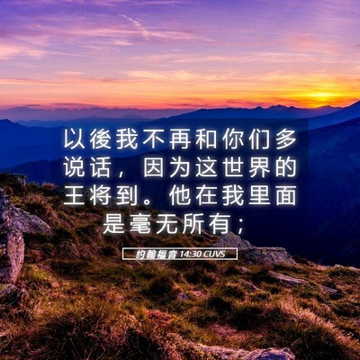 Picture 05 - 约 翰 福 音 14:30 CUVS - 以 後 我 不 再 和 你 们 多 说 话 ， - Bible Verse Picture