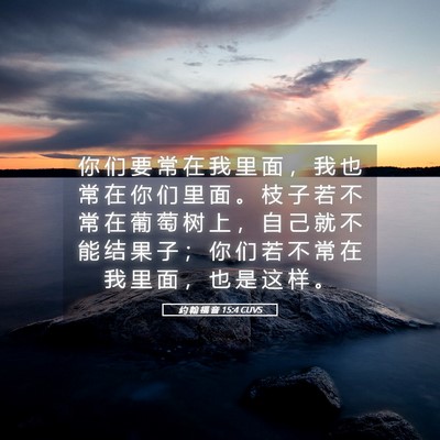 Picture 05 - 约 翰 福 音 15:4 CUVS - 你 们 要 常 在 我 里 面 ， 我 也 常 - Bible Verse Picture