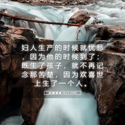 Picture 05 - 约 翰 福 音 16:21 CUVS - 妇 人 生 产 的 时 候 就 忧 愁 ， 因 - Bible Verse Picture