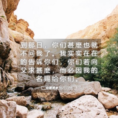 Picture 05 - 约 翰 福 音 16:23 CUVS - 到 那 日 ， 你 们 甚 麽 也 就 不 问 - Bible Verse Picture