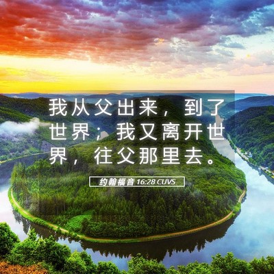Picture 05 - 约 翰 福 音 16:28 CUVS - 我 从 父 出 来 ， 到 了 世 界 ； 我 - Bible Verse Picture