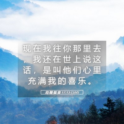 Picture 05 - 约 翰 福 音 17:13 CUVS - 现 在 我 往 你 那 里 去 ， 我 还 在 - Bible Verse Picture