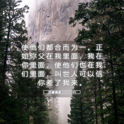 Picture 05 - 约 翰 福 音 17:21 CUVS - 使 他 们 都 合 而 为 一 。 正 如 你 - Bible Verse Picture