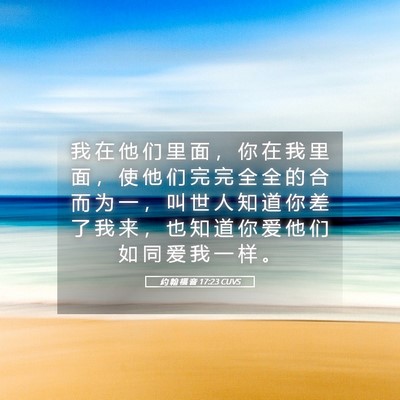 Picture 05 - 约 翰 福 音 17:23 CUVS - 我 在 他 们 里 面 ， 你 在 我 里 面 - Bible Verse Picture