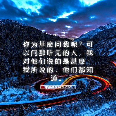 Picture 05 - 约 翰 福 音 18:21 CUVS - 你 为 甚 麽 问 我 呢 ？ 可 以 问 那 - Bible Verse Picture