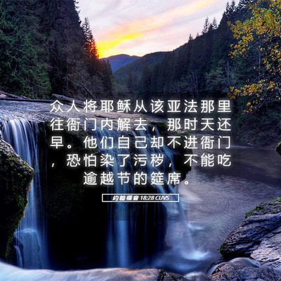 Picture 05 - 约 翰 福 音 18:28 CUVS - 众 人 将 耶 稣 从 该 亚 法 那 里 往 - Bible Verse Picture
