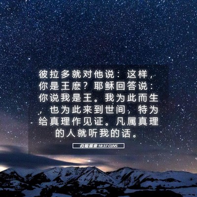 Picture 05 - 约 翰 福 音 18:37 CUVS - 彼 拉 多 就 对 他 说 ： 这 样 ， 你 - Bible Verse Picture