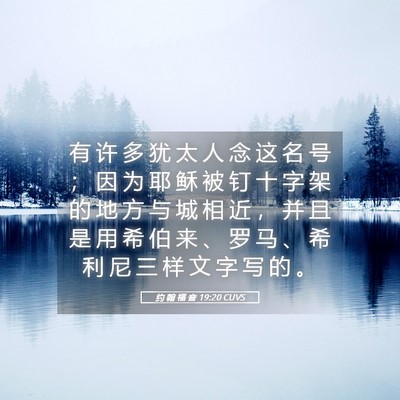 Picture 05 - 约 翰 福 音 19:20 CUVS - 有 许 多 犹 太 人 念 这 名 号 ； 因 - Bible Verse Picture