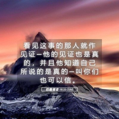 Picture 05 - 约 翰 福 音 19:35 CUVS - 看 见 这 事 的 那 人 就 作 见 证 ─ - Bible Verse Picture