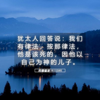 Picture 05 - 约 翰 福 音 19:7 CUVS - 犹 太 人 回 答 说 ： 我 们 有 律 法 - Bible Verse Picture