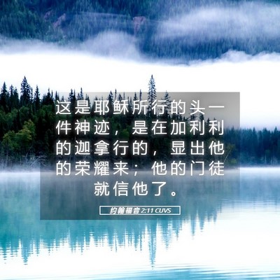 Picture 05 - 约 翰 福 音 2:11 CUVS - 这 是 耶 稣 所 行 的 头 一 件 神 迹 - Bible Verse Picture