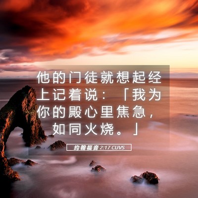 Picture 05 - 约 翰 福 音 2:17 CUVS - 他 的 门 徒 就 想 起 经 上 记 着 说 - Bible Verse Picture
