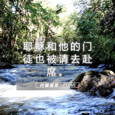 Picture 05 - 约 翰 福 音 2:2 CUVS - 耶 稣 和 他 的 门 徒 也 被 请 去 赴 - Bible Verse Picture