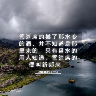 Picture 05 - 约 翰 福 音 2:9 CUVS - 管 筵 席 的 尝 了 那 水 变 的 酒 ， - Bible Verse Picture