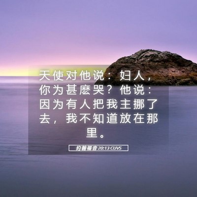 Picture 05 - 约 翰 福 音 20:13 CUVS - 天 使 对 他 说 ： 妇 人 ， 你 为 甚 - Bible Verse Picture