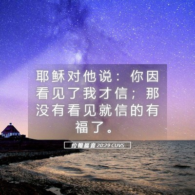 Picture 05 - 约 翰 福 音 20:29 CUVS - 耶 稣 对 他 说 ： 你 因 看 见 了 我 - Bible Verse Picture