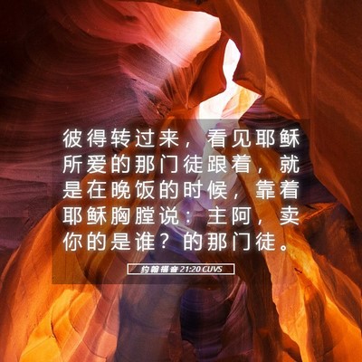 Picture 05 - 约 翰 福 音 21:20 CUVS - 彼 得 转 过 来 ， 看 见 耶 稣 所 爱 - Bible Verse Picture