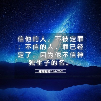 Picture 05 - 约 翰 福 音 3:18 CUVS - 信 他 的 人 ， 不 被 定 罪 ； 不 信 - Bible Verse Picture