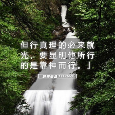 Picture 05 - 约 翰 福 音 3:21 CUVS - 但 行 真 理 的 必 来 就 光 ， 要 显 - Bible Verse Picture