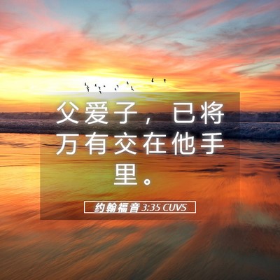Picture 05 - 约 翰 福 音 3:35 CUVS - 父 爱 子 ， 已 将 万 有 交 在 他 手 - Bible Verse Picture