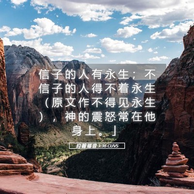 Picture 05 - 约 翰 福 音 3:36 CUVS - 信 子 的 人 有 永 生 ； 不 信 子 的 - Bible Verse Picture