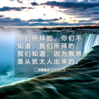 Picture 05 - 约 翰 福 音 4:22 CUVS - 你 们 所 拜 的 ， 你 们 不 知 道 ； - Bible Verse Picture