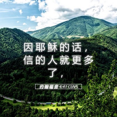 Picture 05 - 约 翰 福 音 4:41 CUVS - 因 耶 稣 的 话 ， 信 的 人 就 更 多 - Bible Verse Picture