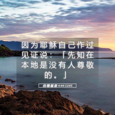Picture 05 - 约 翰 福 音 4:44 CUVS - 因 为 耶 稣 自 己 作 过 见 证 说 ： - Bible Verse Picture