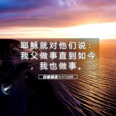 Picture 05 - 约 翰 福 音 5:17 CUVS - 耶 稣 就 对 他 们 说 ： 我 父 做 事 - Bible Verse Picture