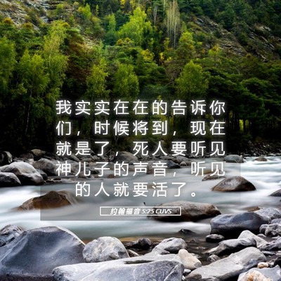 Picture 05 - 约 翰 福 音 5:25 CUVS - 我 实 实 在 在 的 告 诉 你 们 ， 时 - Bible Verse Picture
