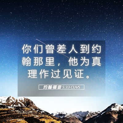 Picture 05 - 约 翰 福 音 5:33 CUVS - 你 们 曾 差 人 到 约 翰 那 里 ， 他 - Bible Verse Picture