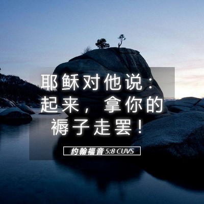 Picture 05 - 约 翰 福 音 5:8 CUVS - 耶 稣 对 他 说 ： 起 来 ， 拿 你 的 - Bible Verse Picture