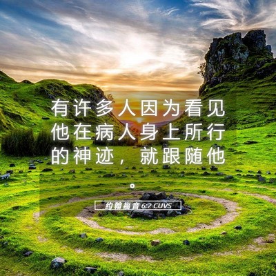 Picture 05 - 约 翰 福 音 6:2 CUVS - 有 许 多 人 因 为 看 见 他 在 病 人 - Bible Verse Picture