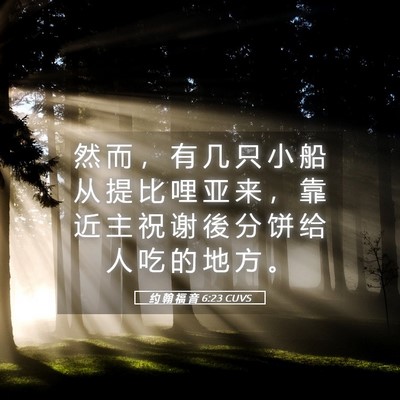 Picture 05 - 约 翰 福 音 6:23 CUVS - 然 而 ， 有 几 只 小 船 从 提 比 哩 - Bible Verse Picture