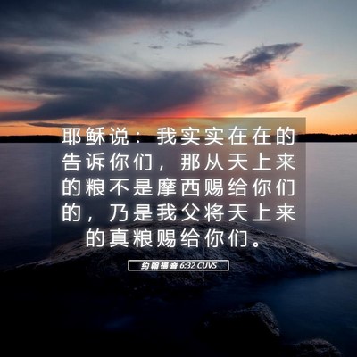 Picture 05 - 约 翰 福 音 6:32 CUVS - 耶 稣 说 ： 我 实 实 在 在 的 告 诉 - Bible Verse Picture