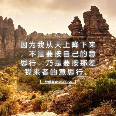 Picture 05 - 约 翰 福 音 6:38 CUVS - 因 为 我 从 天 上 降 下 来 ， 不 是 - Bible Verse Picture
