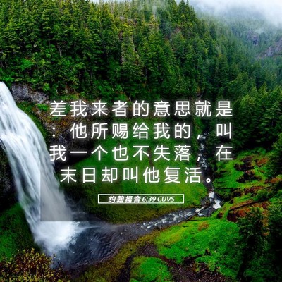 Picture 05 - 约 翰 福 音 6:39 CUVS - 差 我 来 者 的 意 思 就 是 ： 他 所 - Bible Verse Picture