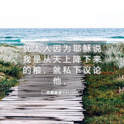 Picture 05 - 约 翰 福 音 6:41 CUVS - 犹 太 人 因 为 耶 稣 说 我 是 从 天 - Bible Verse Picture