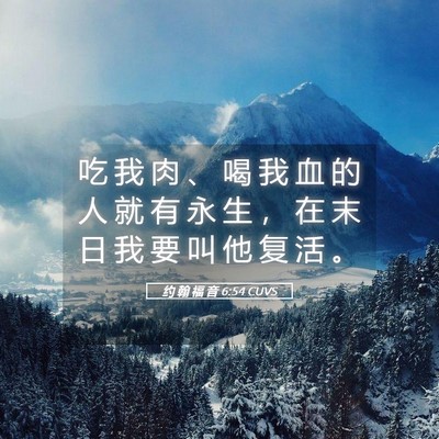 Picture 05 - 约 翰 福 音 6:54 CUVS - 吃 我 肉 、 喝 我 血 的 人 就 有 永 - Bible Verse Picture