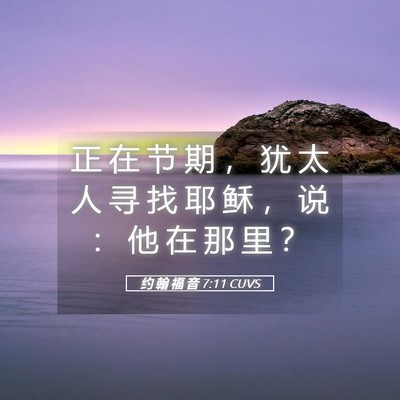 Picture 05 - 约 翰 福 音 7:11 CUVS - 正 在 节 期 ， 犹 太 人 寻 找 耶 稣 - Bible Verse Picture