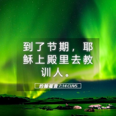 Picture 05 - 约 翰 福 音 7:14 CUVS - 到 了 节 期 ， 耶 稣 上 殿 里 去 教 - Bible Verse Picture