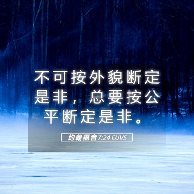 Picture 05 - 约 翰 福 音 7:24 CUVS - 不 可 按 外 貌 断 定 是 非 ， 总 要 - Bible Verse Picture