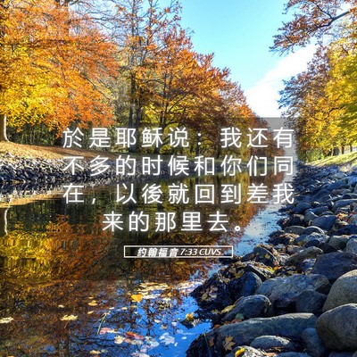 Picture 05 - 约 翰 福 音 7:33 CUVS - 於 是 耶 稣 说 ： 我 还 有 不 多 的 - Bible Verse Picture
