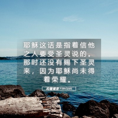 Picture 05 - 约 翰 福 音 7:39 CUVS - 耶 稣 这 话 是 指 着 信 他 之 人 要 - Bible Verse Picture