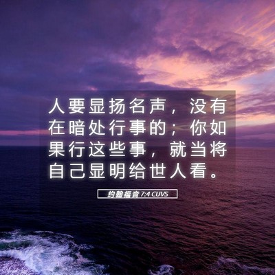 Picture 05 - 约 翰 福 音 7:4 CUVS - 人 要 显 扬 名 声 ， 没 有 在 暗 处 - Bible Verse Picture
