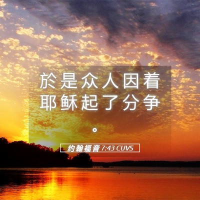 Picture 05 - 约 翰 福 音 7:43 CUVS - 於 是 众 人 因 着 耶 稣 起 了 分 争 - Bible Verse Picture