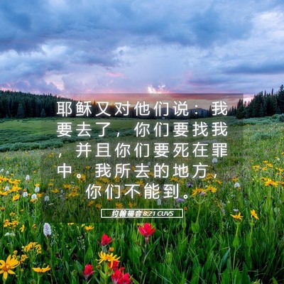Picture 05 - 约 翰 福 音 8:21 CUVS - 耶 稣 又 对 他 们 说 ： 我 要 去 了 - Bible Verse Picture