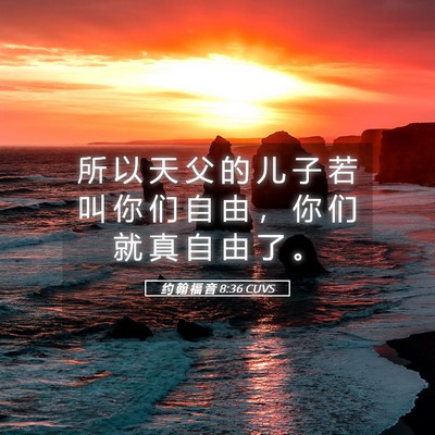 Picture 05 - 约 翰 福 音 8:36 CUVS - 所 以 天 父 的 儿 子 若 叫 你 们 自 - Bible Verse Picture